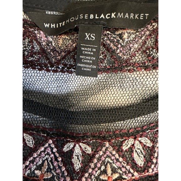 White House Black Market Sheer Embroidered Mesh Top Y2K Fairycore Romantic Goth - Picture 3 of 10